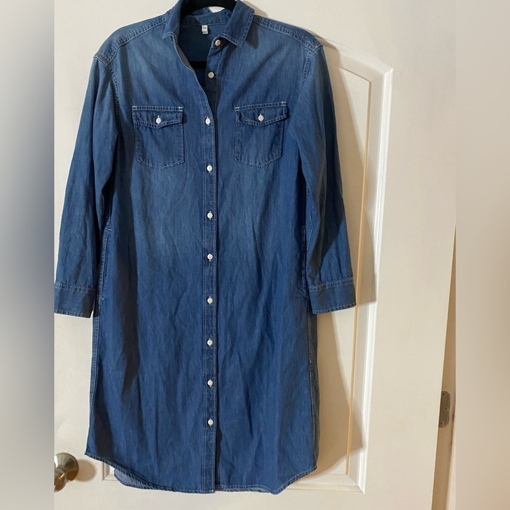 Blue jean shirt dress // size xs  // denim shirt dress